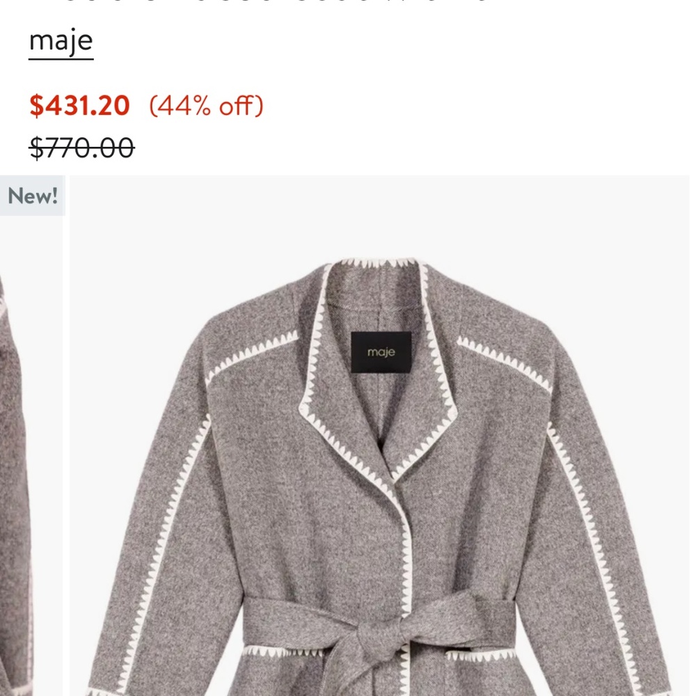 Maje double faced coat with trim